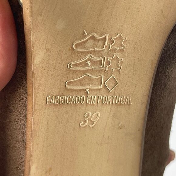 Ruika Women's Suede Peep Toe Stripes Platform Heel Brown‎ Size 39 - Picture 5 of 9